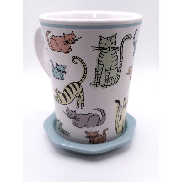 Signature Housewares Cat-Themed Stoneware Mug With Lid Dishwasher & Microwave - Picture 9 of 10